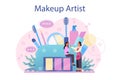 Make up artist concept. Woman doing a beauty procedure, applying