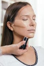 Make up artist contouring the face Royalty Free Stock Photo