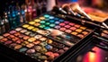 Make up artist multi colored palette creates glamorous close up beauty collection generated by AI