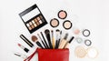 Make up bag with cosmetic beauty products. Royalty Free Stock Photo