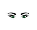 Make-up beautiful green woman eyes with eyebrow isolated on white background for beauty salon logo design Royalty Free Stock Photo