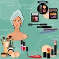 Make-up beautiful woman face proffesional makeup collection Royalty Free Stock Photo