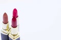 Make Up Beauty Fashion Concept. Matte red, pink and beige lipstick