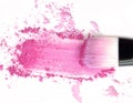 Make up blush on crushed pink powder. Royalty Free Stock Photo