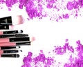 Make up blush and crushed powder. Purple powder Royalty Free Stock Photo