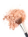 Make-up brush and crushed face powder Royalty Free Stock Photo