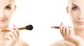 Make-up brush and lipstik Royalty Free Stock Photo