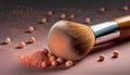 Make up brush and powder or blush, beauty concept Royalty Free Stock Photo