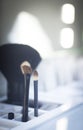 Make-up brushes in makeup brush store Royalty Free Stock Photo