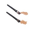 Make-up brushes with makeup foundation and powder on white background top view Royalty Free Stock Photo