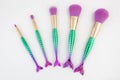 Make up brushes in mermaid theme cosmatic makeup brushes