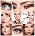 The make-up collage. Professional details Royalty Free Stock Photo