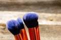 Make-up concept. Make-up brushes. Concelear brush, foundation brush, blush brush and powder brush