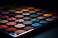 Professional eyeshadow palette macro shot background. Generative AI