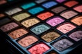 Professional eyeshadow palette macro shot background. Generative AI