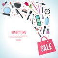 Make up concept vector flat illustration Royalty Free Stock Photo