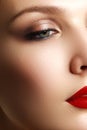 Make-up and cosmetics. Beauty woman face. Beautiful model girl m Royalty Free Stock Photo