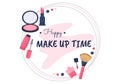 Make Up Cosmetics Collection of Glamour Girl Like Nail Polish, Mascara, Lipstick, Eyeshadows, Brush or Powder in Illustration