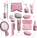 make up 3 d set icons stickers lipstick lipsticks girl girls beauty beatiful pink barbie pink set white gold