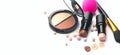 Make-up. Face contouring make up, contour. Highlight, shade, blend. Makeup Products, make up artist tools. Foundation, concealer Royalty Free Stock Photo