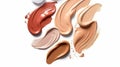 Make up foundation smears different skin tones isolated. Generative AI. Royalty Free Stock Photo