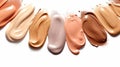 Make up foundation smears different skin tones isolated. Generative AI. Royalty Free Stock Photo