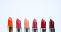 Daily make up. High quality lipstick. Cosmetics artistry. Lipstick for professional make up. Pick color which suits you Royalty Free Stock Photo