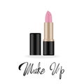 Make up lettering, Rose lipstick, vector illustration