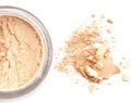Make up loose cosmetic powder close up. Royalty Free Stock Photo