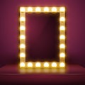 Make up mirror with light. Vector artist dressing room. Make-up mirror