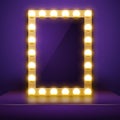 Make up mirror with light. Vector artist dressing room. Make-up mirror