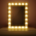 Make up mirror with light. Vector artist dressing room. Make-up mirror