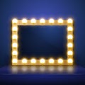 Make up mirror with light. Vector artist dressing room. Make-up mirror