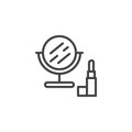 Make-up mirror and lipstick line icon