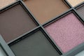 Make-up palette close up. Professional multicolor eye shadow make-up palette. Cosmetic products