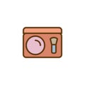 Make up powder palette and brush filled outline icon