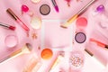 Make up products and macaroons Royalty Free Stock Photo
