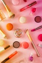 Make up products and macaroons Royalty Free Stock Photo