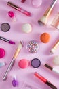 Make up products and macaroons Royalty Free Stock Photo