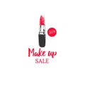 Make up sale concept. Vector hand drawn colorful sketch. Style, fashion and beauty illustration