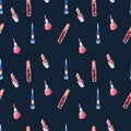 Make up seamless pattern. Hand drawn beauty background. Royalty Free Stock Photo