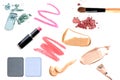 Make-up Set.Collage. foundation isolated on a white background. Royalty Free Stock Photo