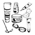 Make-up set of items creams