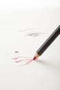 A make-up sketch, with a red lip pencil mouth Royalty Free Stock Photo