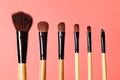 Make-up Tools. Brush for Makeup. Cosmetic Brushes on Bright Background. Closeup of Beauty stuff