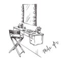 Make up. Vanity table and folding chair illustration. Royalty Free Stock Photo