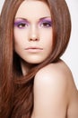 Make-up, wellness. Beautiful model with long hair Royalty Free Stock Photo