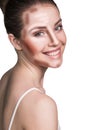 Make up woman face. Contour and Highlight makeup. Royalty Free Stock Photo
