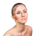 Make up woman face. Contour and Highlight makeup. Royalty Free Stock Photo