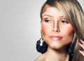 Make up woman face. Contour and Highlight makeup. Royalty Free Stock Photo